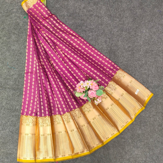 Semi Pattu Rose Gold Jari Kuppadam Saree