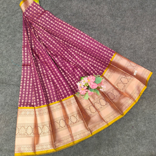 Semi Pattu Rose Gold Jari Kuppadam Saree