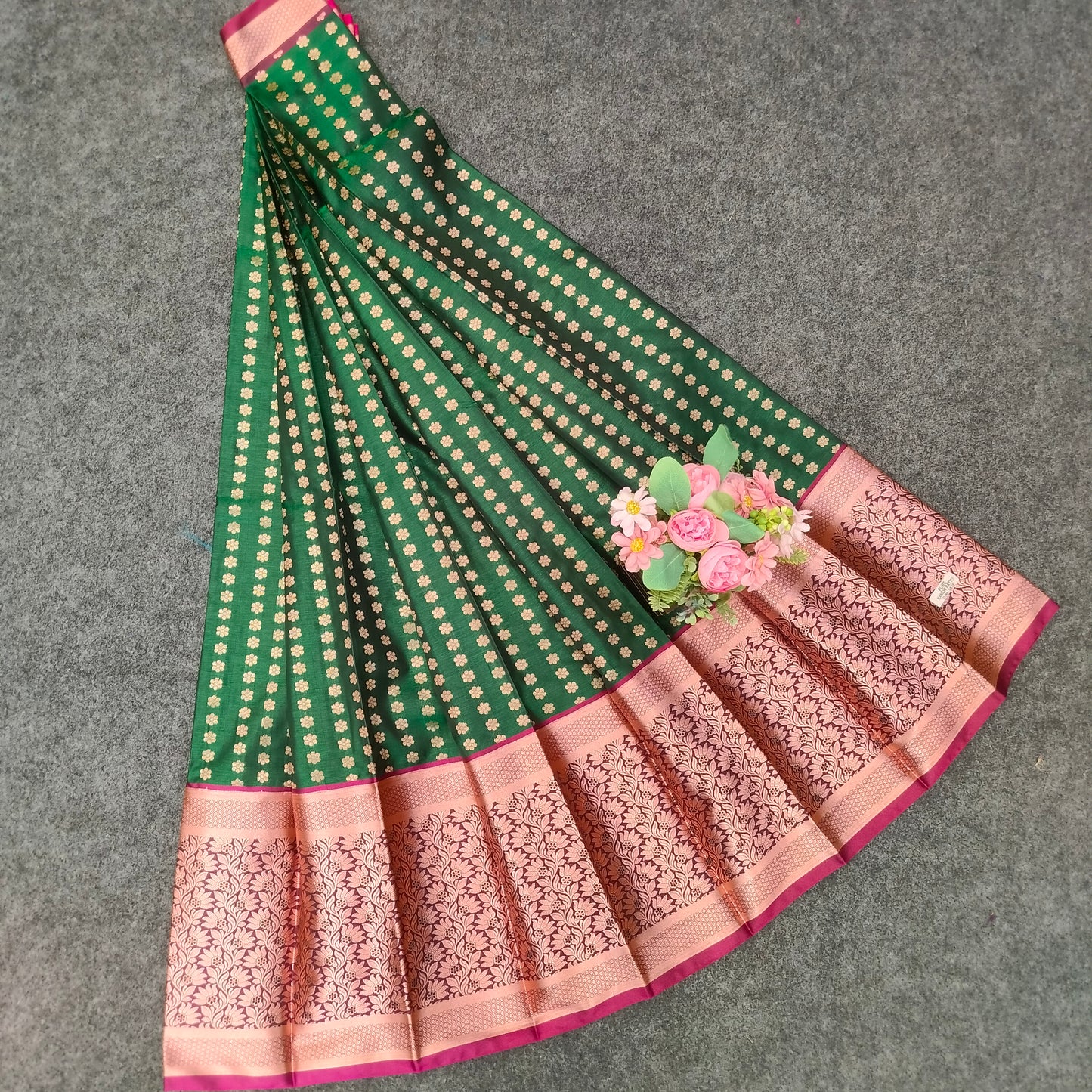 Semi Pattu Rose Gold Jari Kuppadam Saree