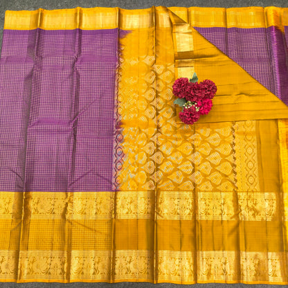 Kanchi Pattu Checks Handloom  Saree