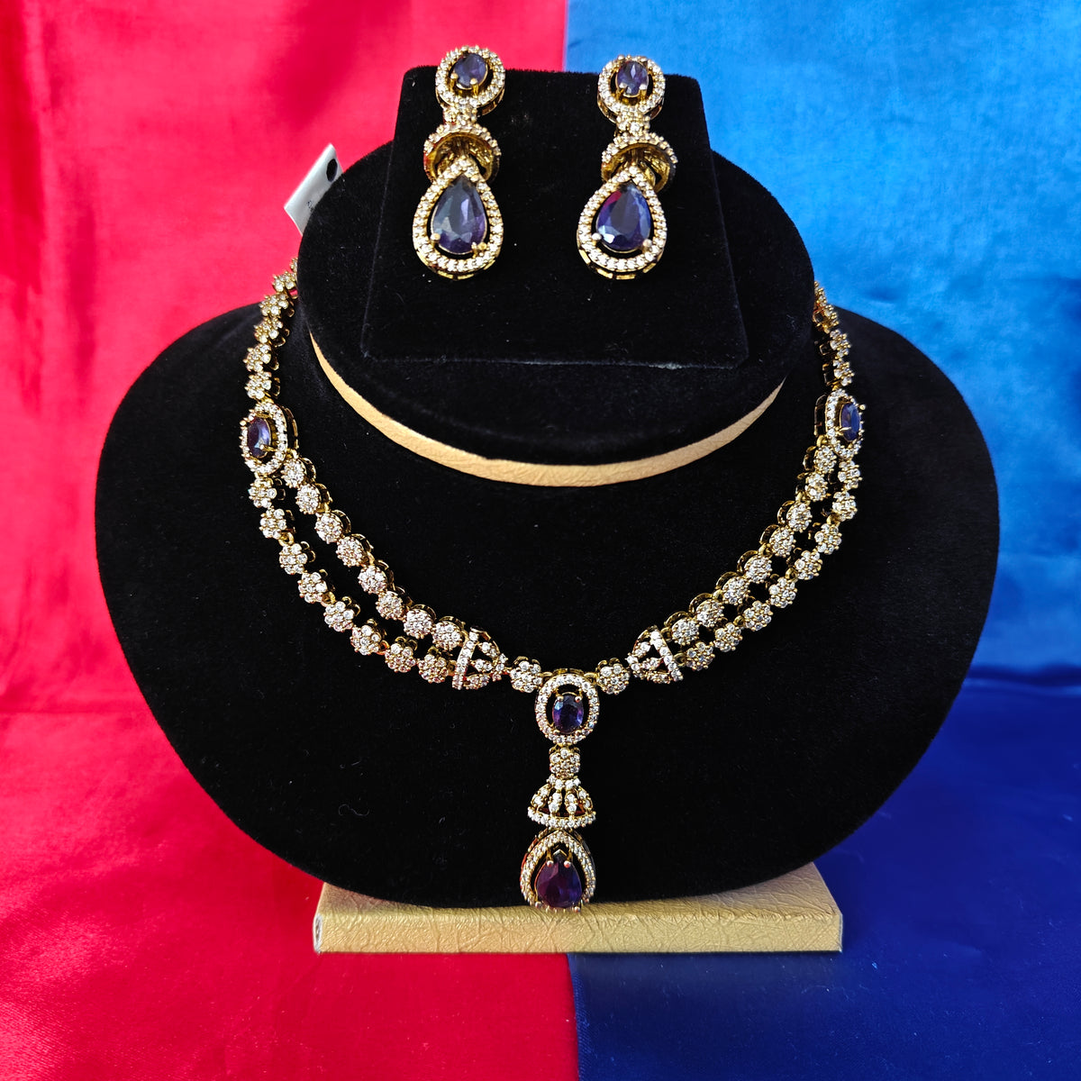 Beautiful Mini Haaram In Purple Stone