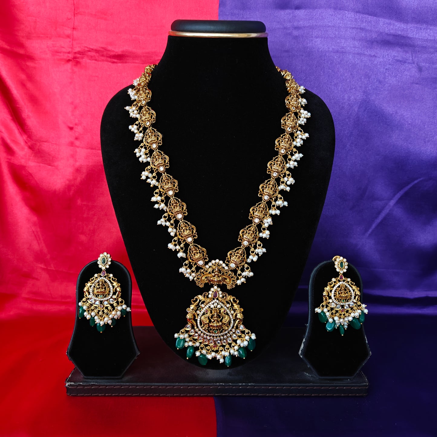Beautiful Nakshi Long Necklace With Laxmi Idol