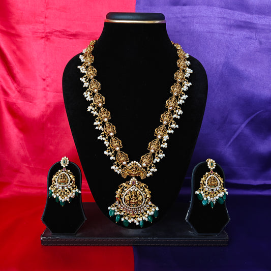 Beautiful Nakshi Long Necklace With Laxmi Idol