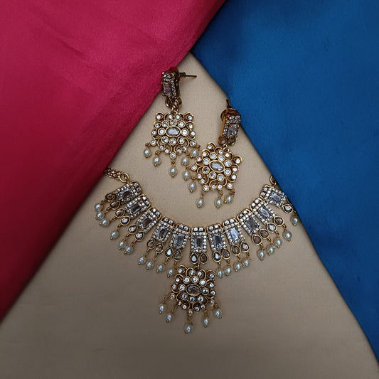 Beautiful Victorian Mini Haaram In White Stone