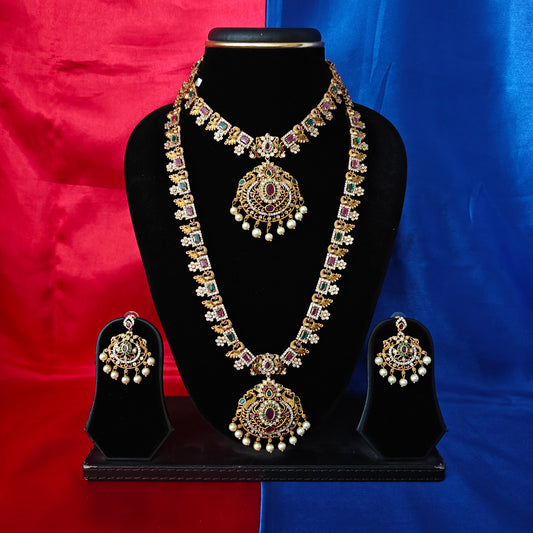 Beautiful Nakshi Combo Set In Multi Colour Stone