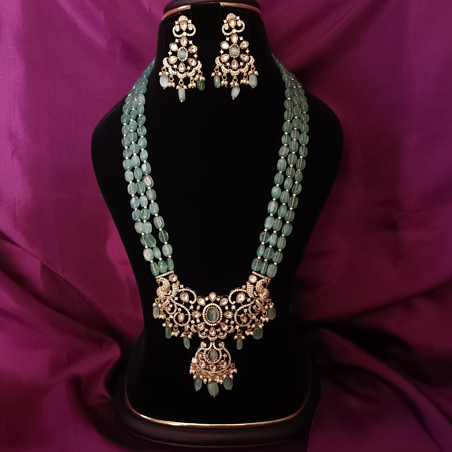 Elegant Raani Haaram With Pista Green Beads