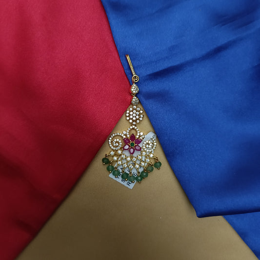 Beautiful CZ Tika In Green Crystal