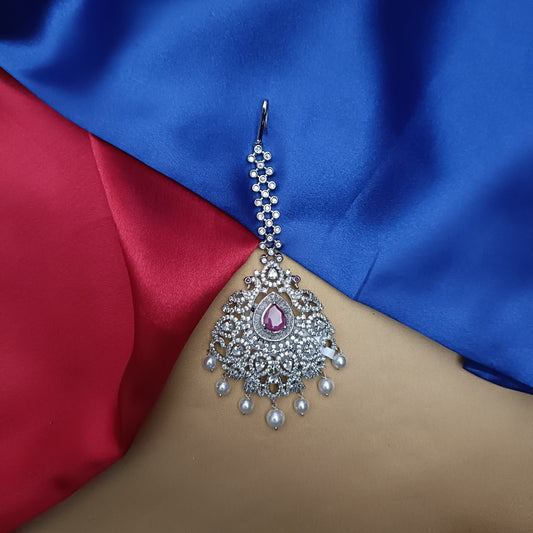 Beautiful Silver Tika In Ruby Stone