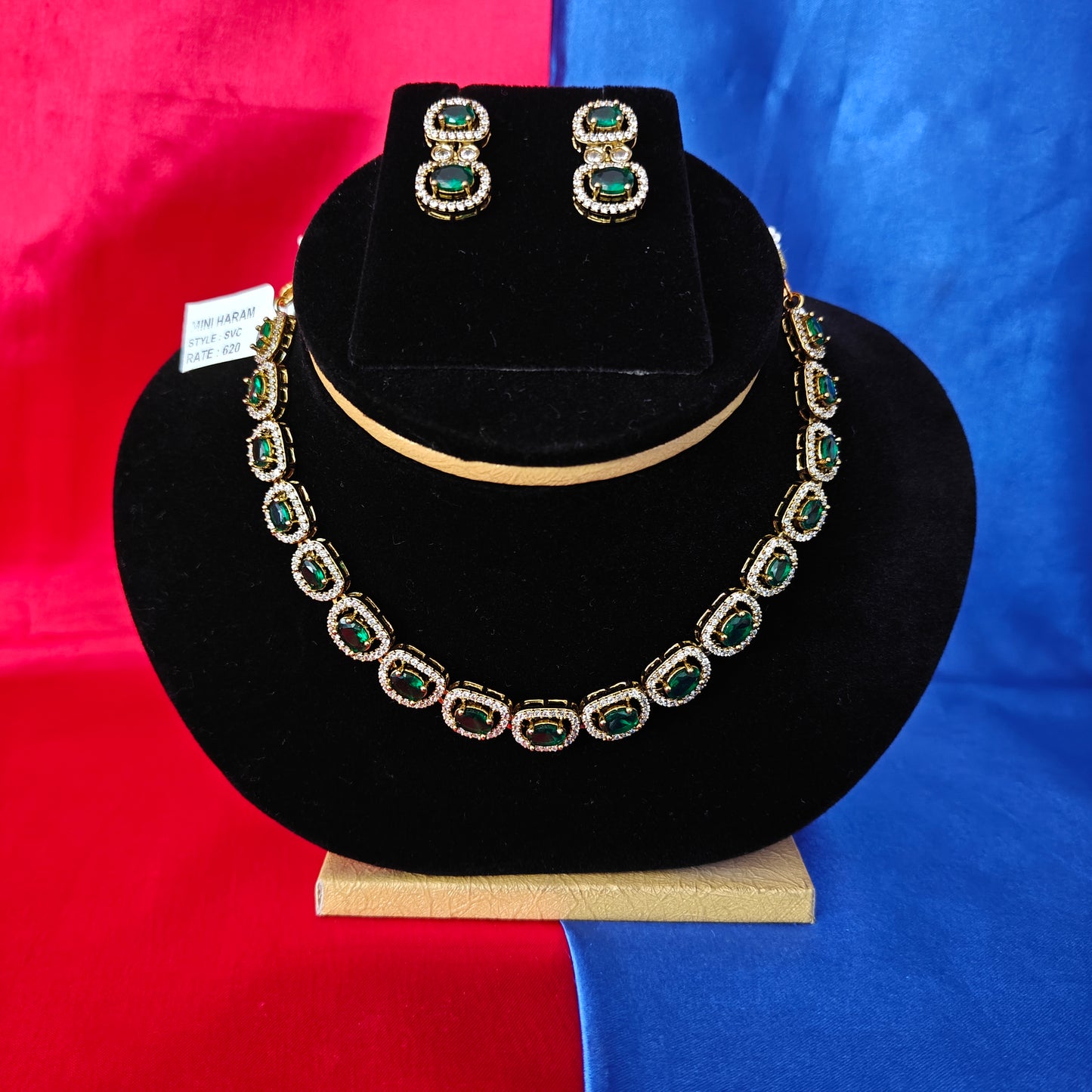 Beautiful Mini Haaram In Green Stone