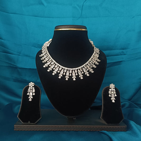 Beautiful AD silver Short Necklace