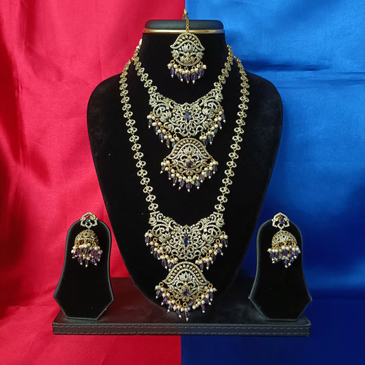 Elegant Victorian Combo Set In Purple Beads