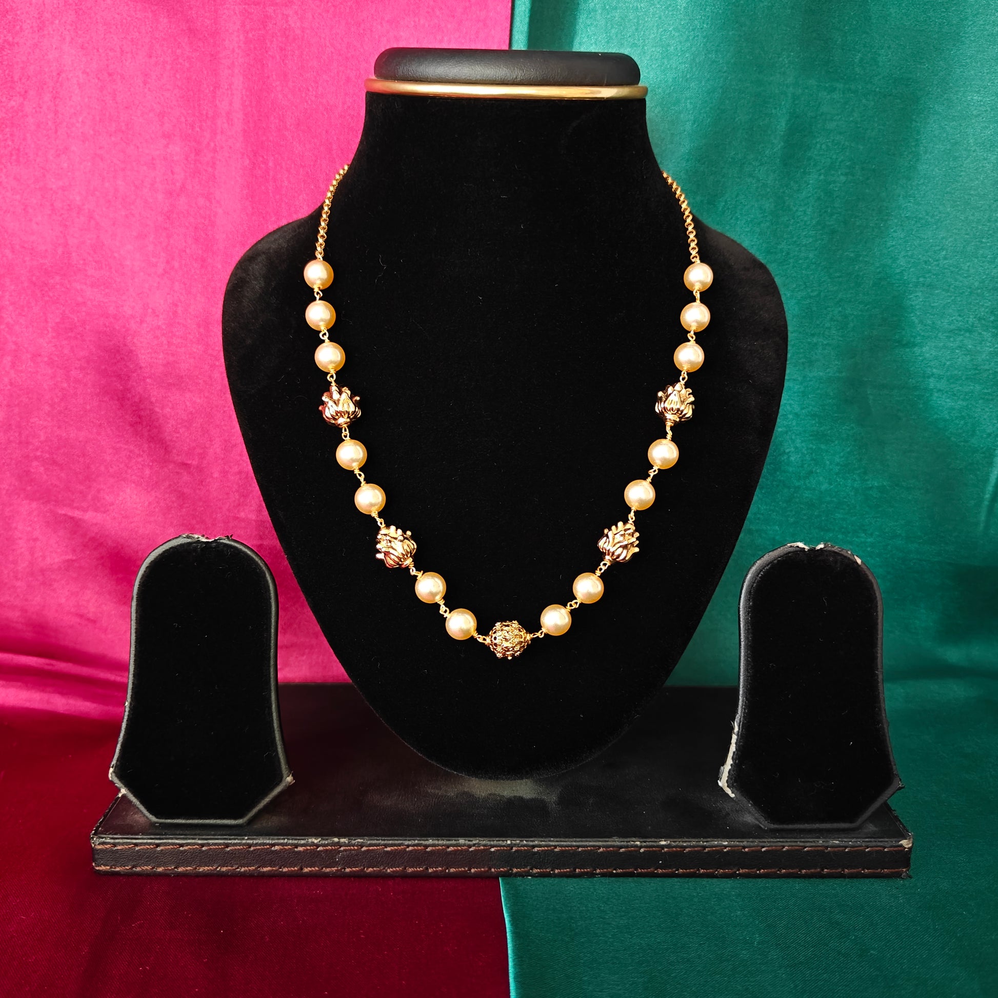Beautiful Pearls Mala With Golden Balls - Ambica Wedding Mall