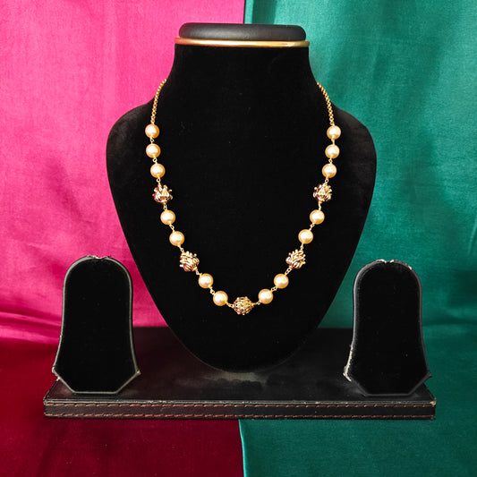 Beautiful Pearls Mala With Golden Balls - Ambica Wedding Mall