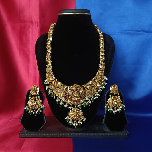 Beautiful Nakshi Long Necklace With Laxmi Idol