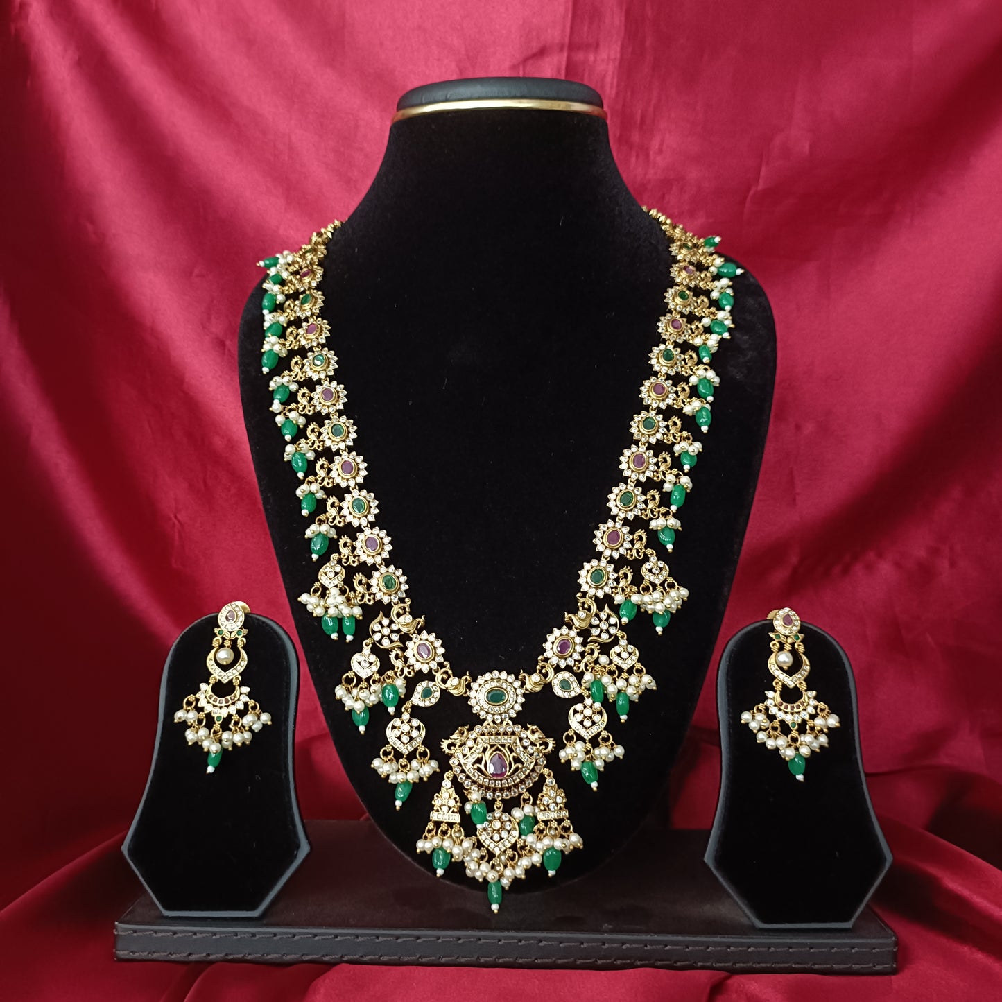 Trendy Nakshi Long Haaram With Monalisa Beads