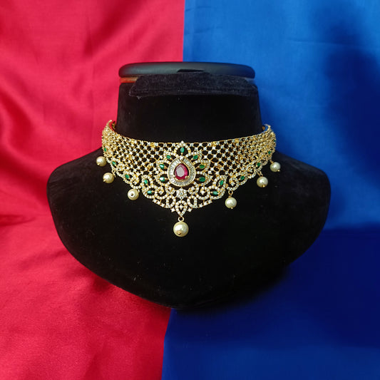 Beautiful CZ Choker In Multi Colour Stone