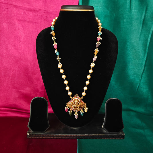 Beautiful Pearls Mala In Multi Colour Beads With Laxmi Idol - Ambica Wedding Mall