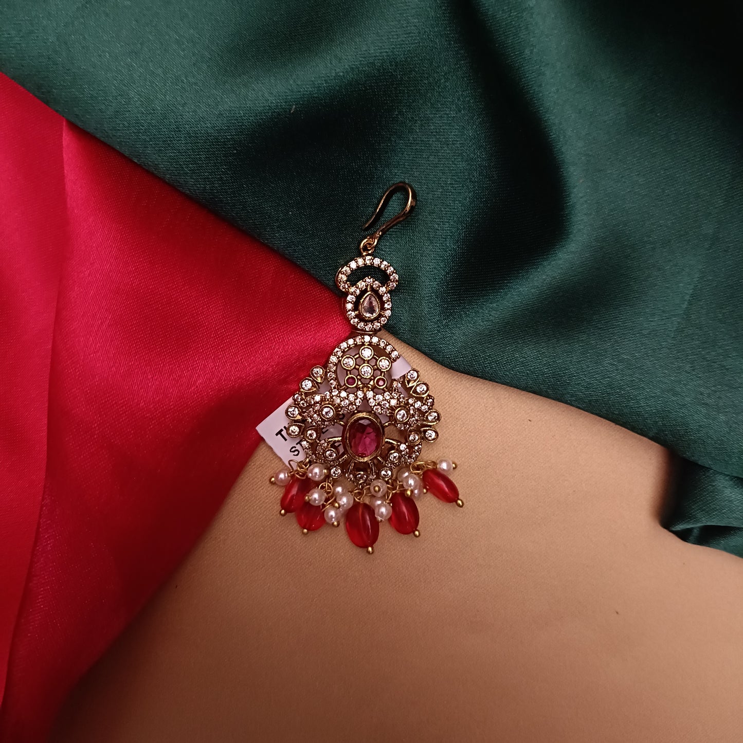Beautiful Victorian Tika In Maroon Beads
