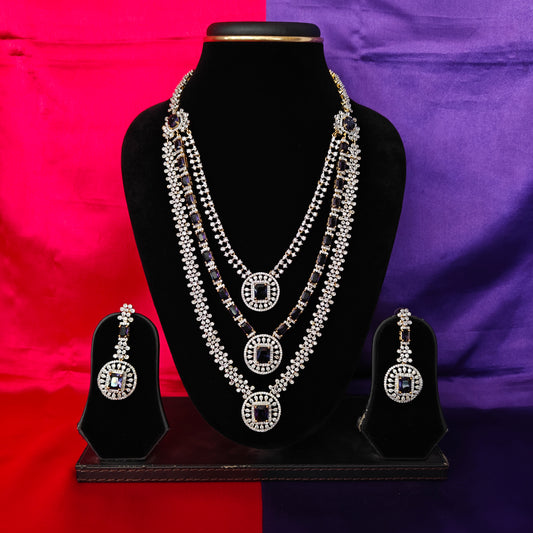 Beautiful GJ Layered Long Necklace In Purple Stone