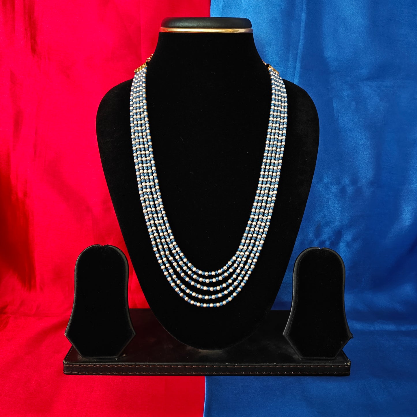 Beautiful Navy Blue Coloured Honex Mala With Pearls