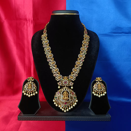 Beautiful Nakshi Long Necklace With Laxmi Idol
