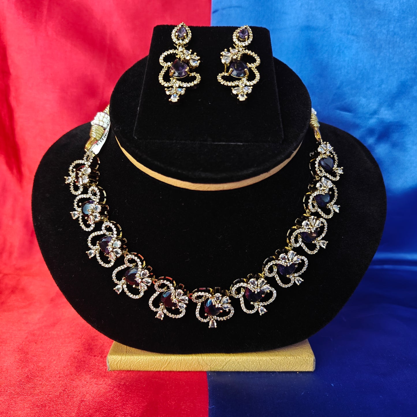 Beautiful Mini Haaram In Purple Stone