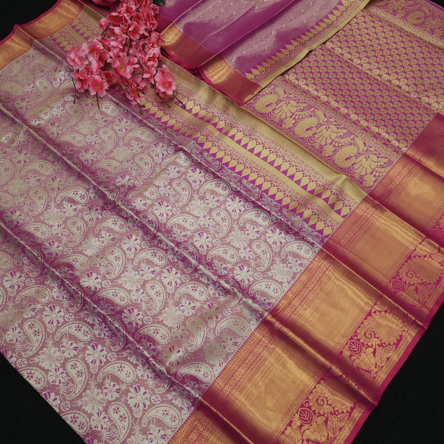 ✨️Semi Kanchi Pattu One Gram Gold Saree💫