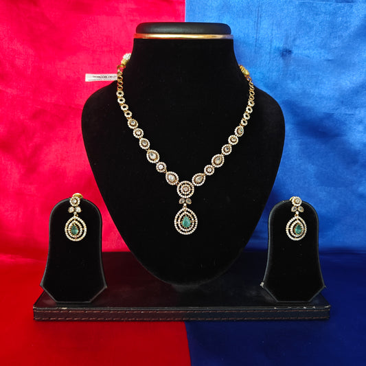 Beautiful Mini Haaram In Pista Green Stone