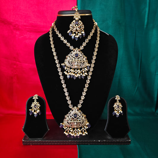 Beautiful Victorian Combo Set In Purple Beads