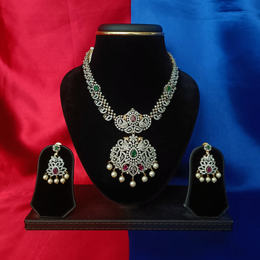 Beautiful GJ Short Necklace In Multi Colour Stone