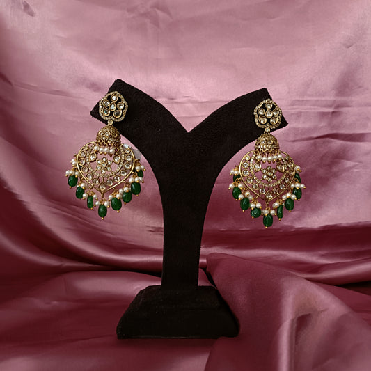 Beautiful Monalisa Beads Chandbali Earrings