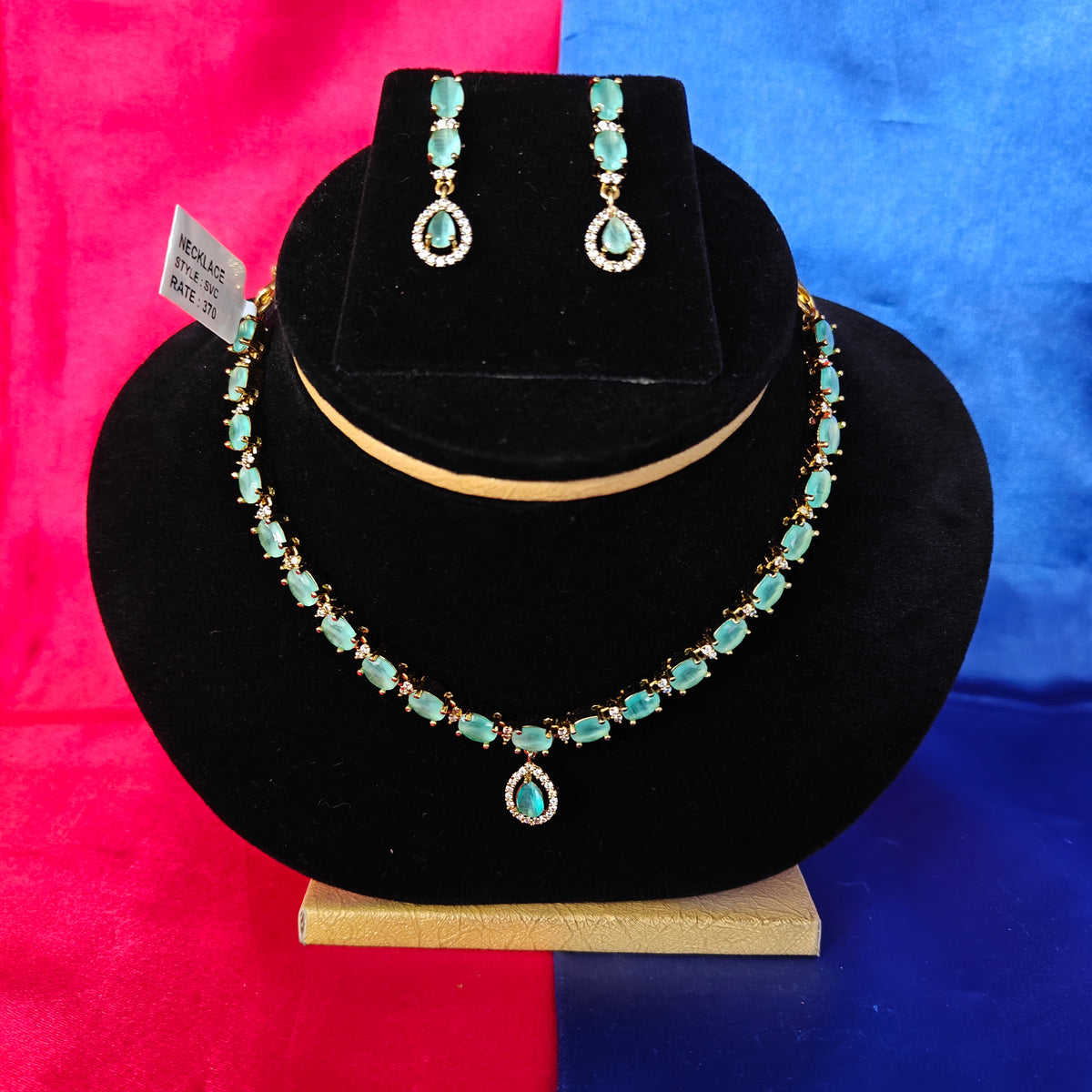 Beautiful Mini Haaram In Pista Green Stone