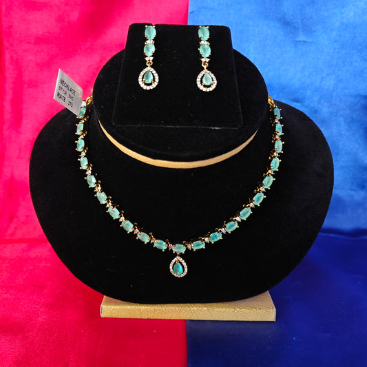 Beautiful Mini Haaram In Pista Green Stone