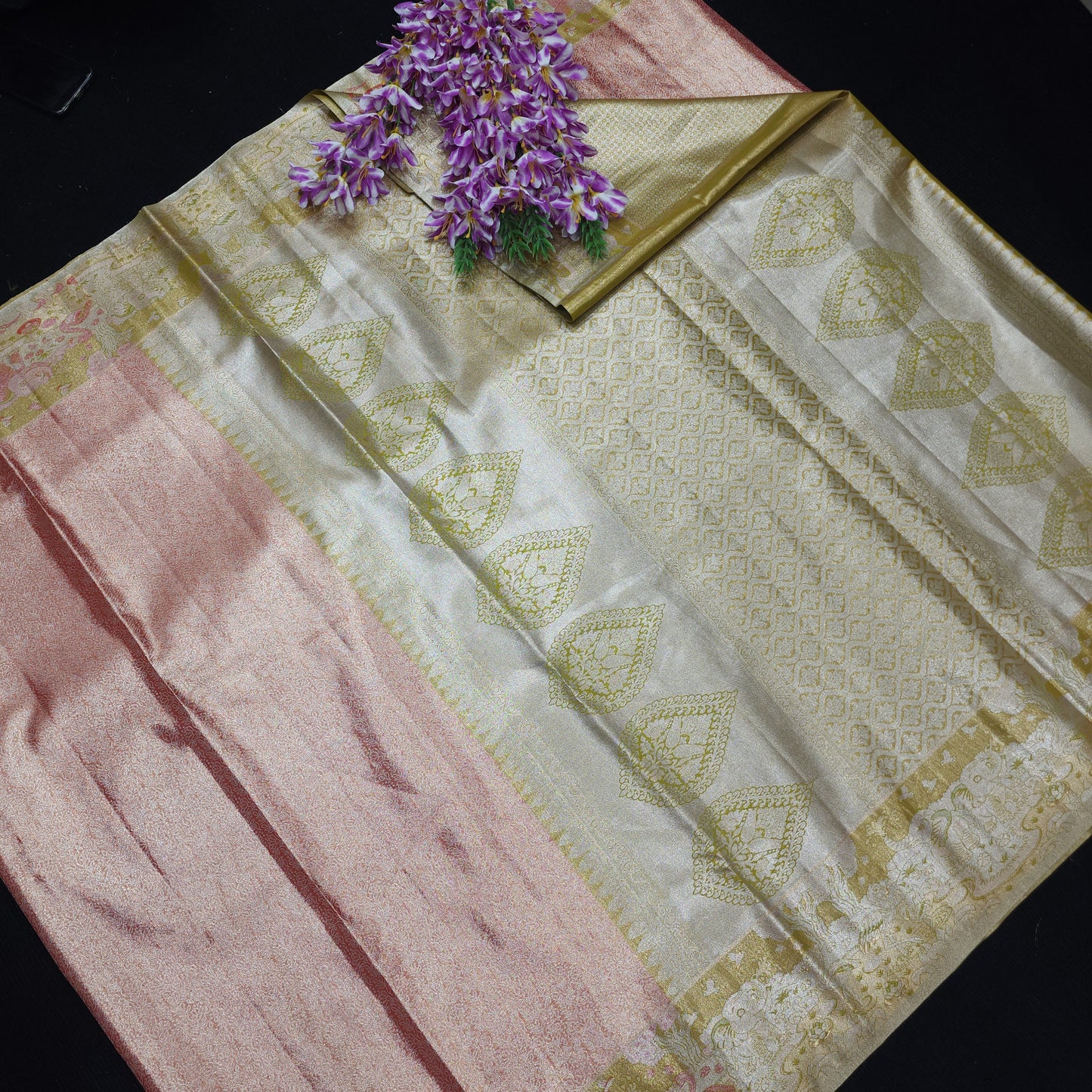 Semi kanchi pattu tissue 2 Gram Gold Sarees🛍️