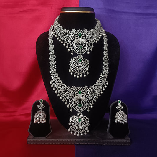 Beautiful Bridal Silver Combo Set With Two Pair Buttas
