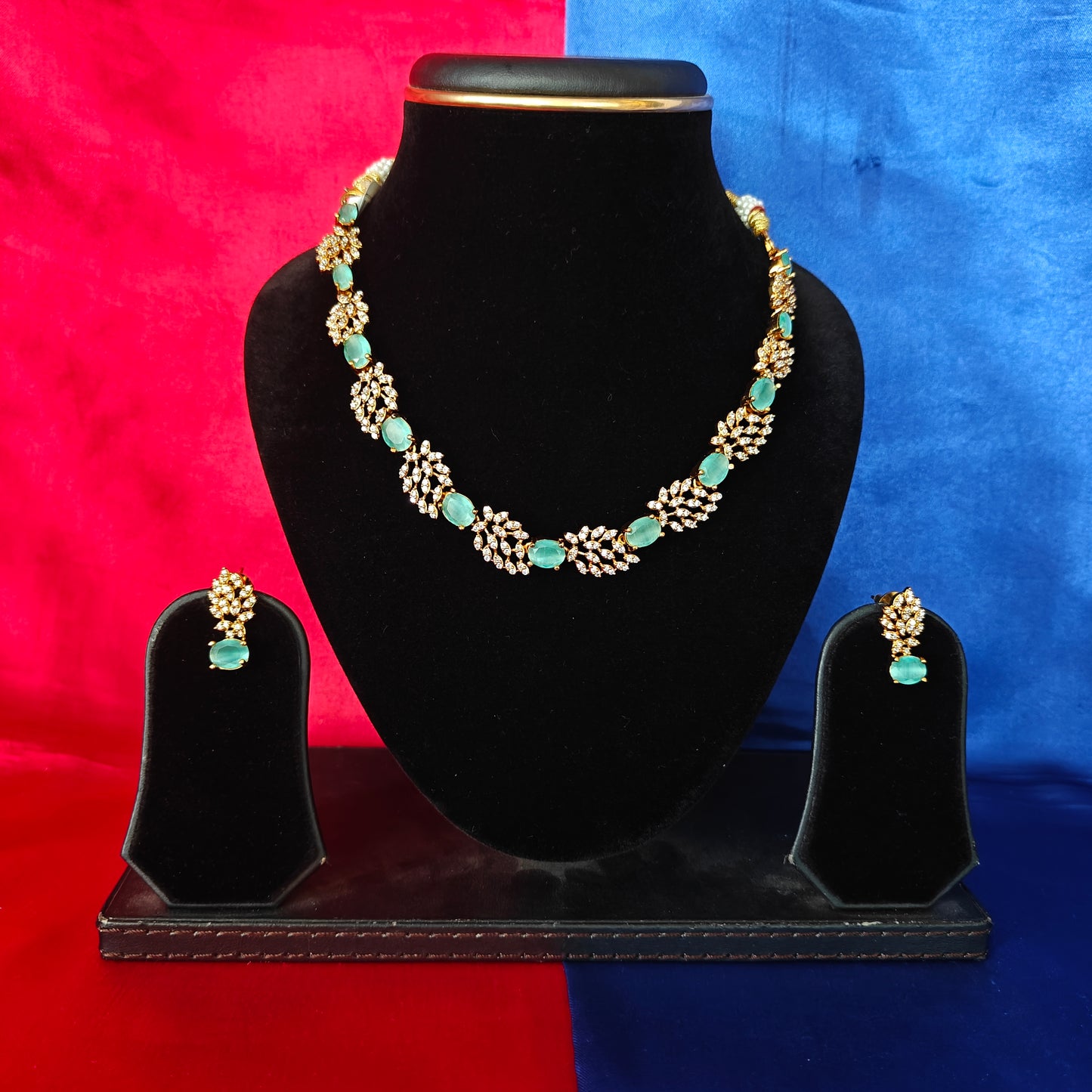 Beautiful Mini Haaram In Pista Green Stone