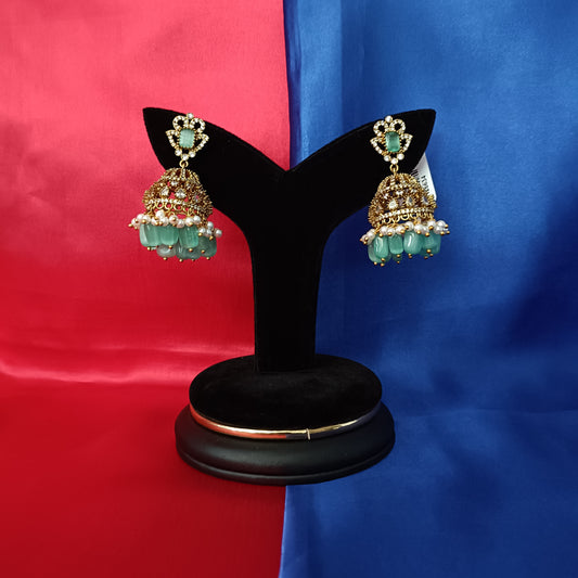 Beautiful Victorian Jhumki Pista Green Colour Beads