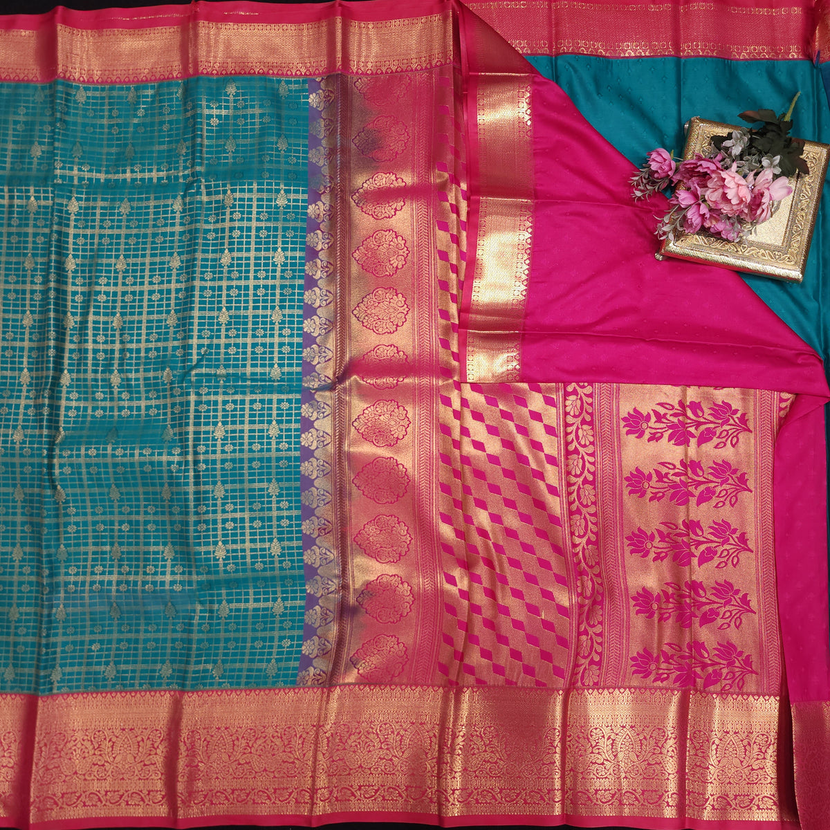 Vintage Checks Kanchi Pattu Trending Saree