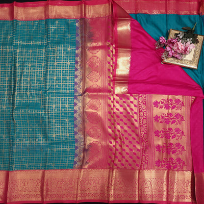 Vintage Checks Kanchi Pattu Trending Saree