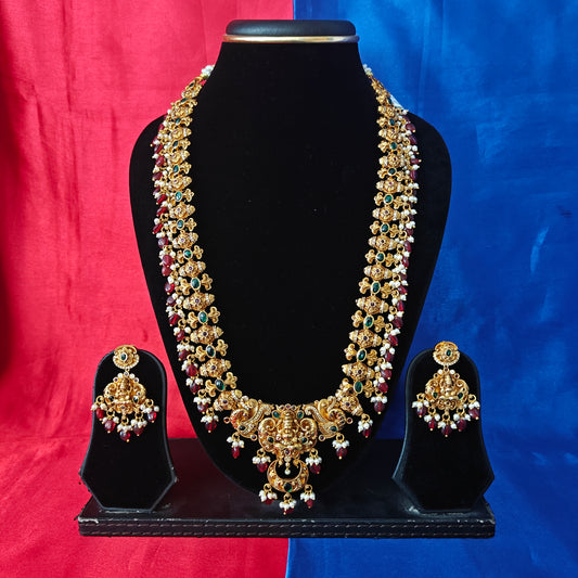 Beautiful Nakshi Long Necklace With Laxmi Idol