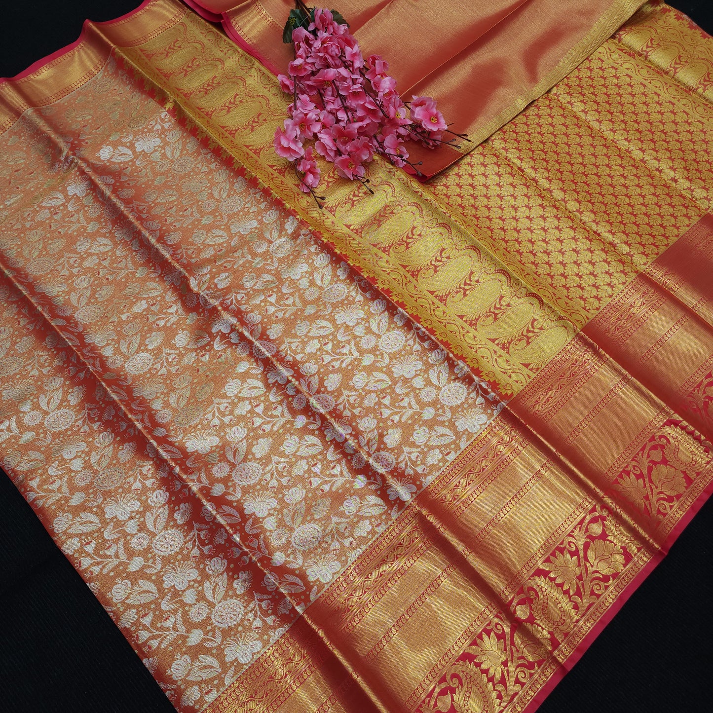 ✨️Semi Kanchi Pattu One Gram Gold Saree💫