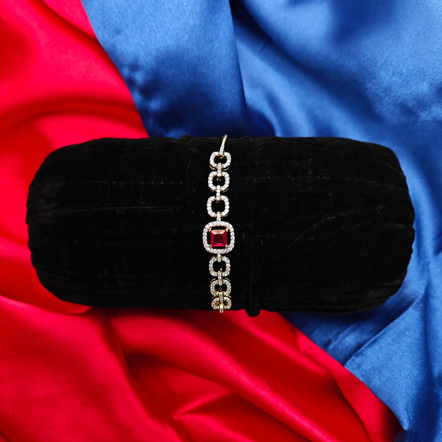 Beautiful Chain Type GJ Bracelet In Ruby Stone