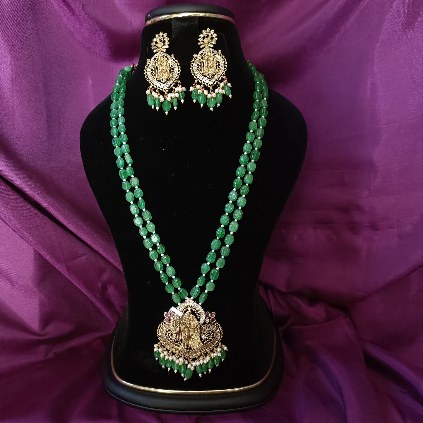 Elegant Radhakrishnan Locket Beads Long Haaram