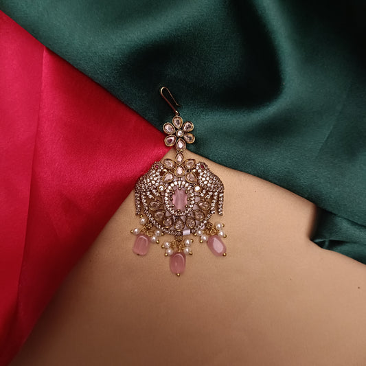 Beautiful Victorian Tika In Baby Pink Beads