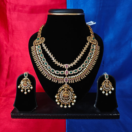 Beautiful Nakshi Layered Short Necklace With Laxmi Idol