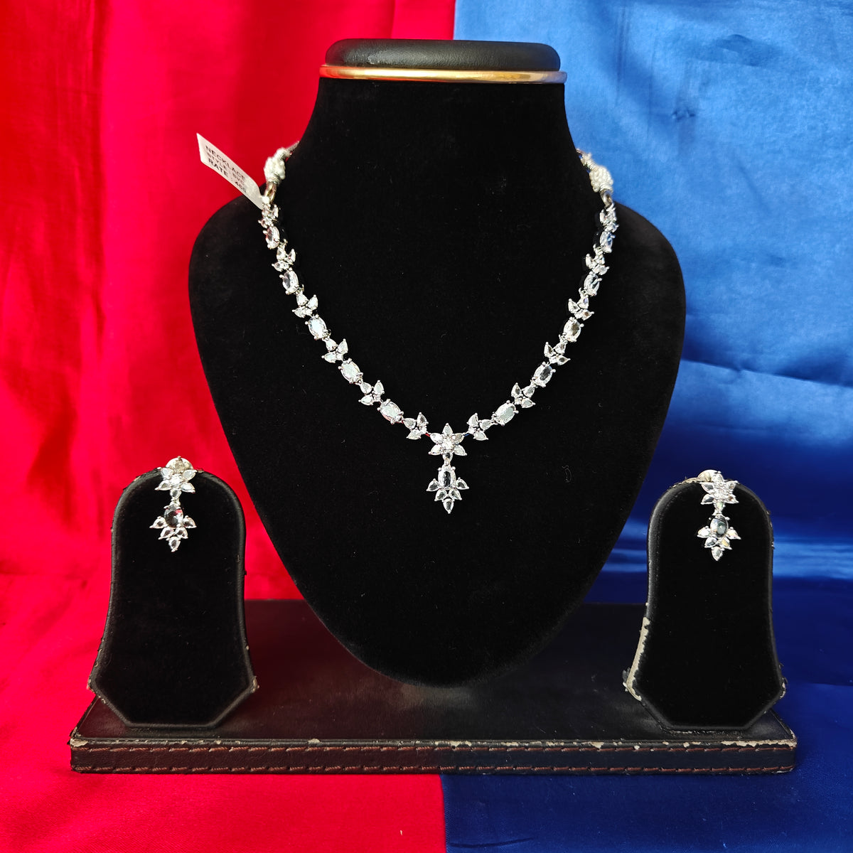 Elegant AD Short Necklace In White Coloured Stone