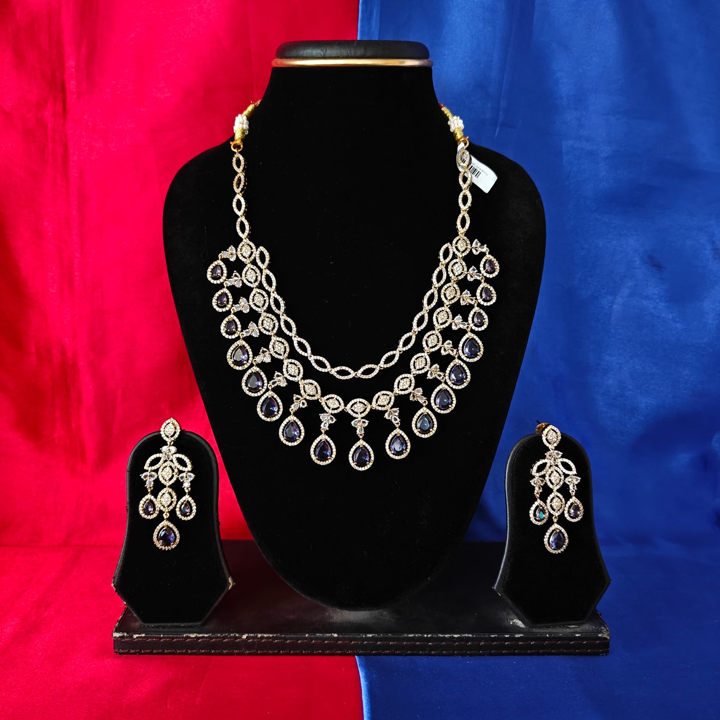 Beautiful Victorian Layered Long Necklace In Purple Stone