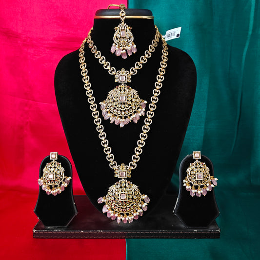 Beautiful Victorian Combo Set In Baby Pink Beads