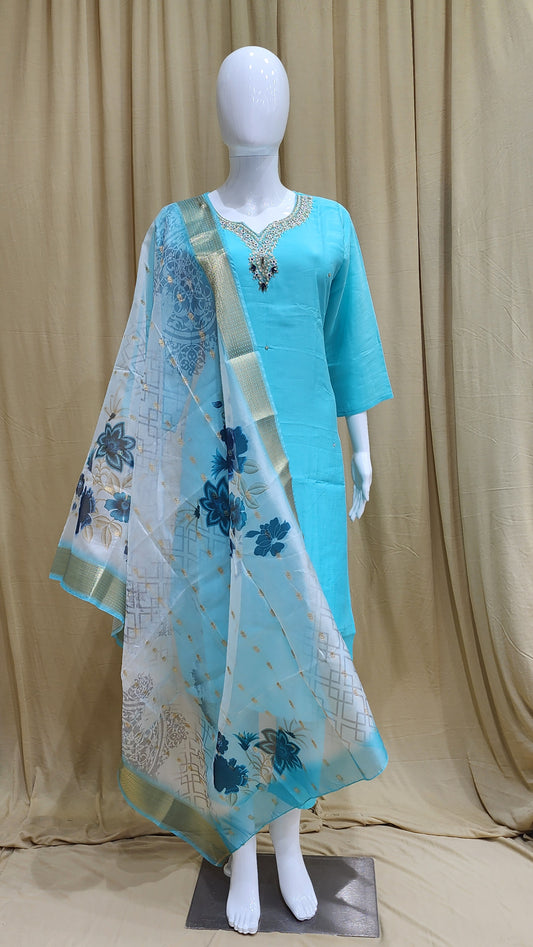 Fancy Dress Floral Print Duppata 3pcs Set