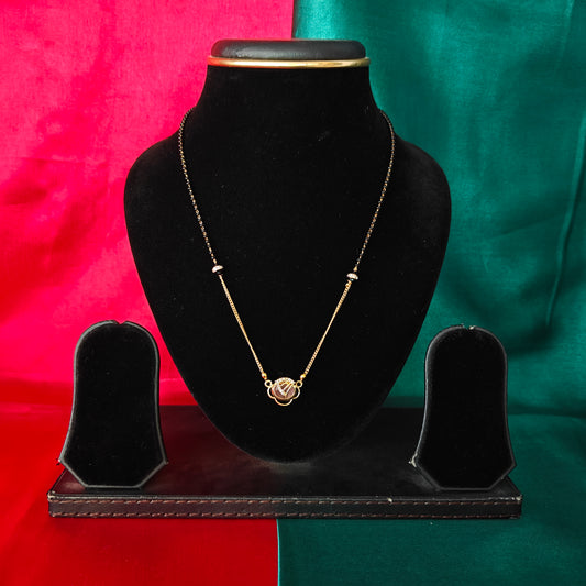 Beautiful Simple Black Beads Short In Baby Pink Stone